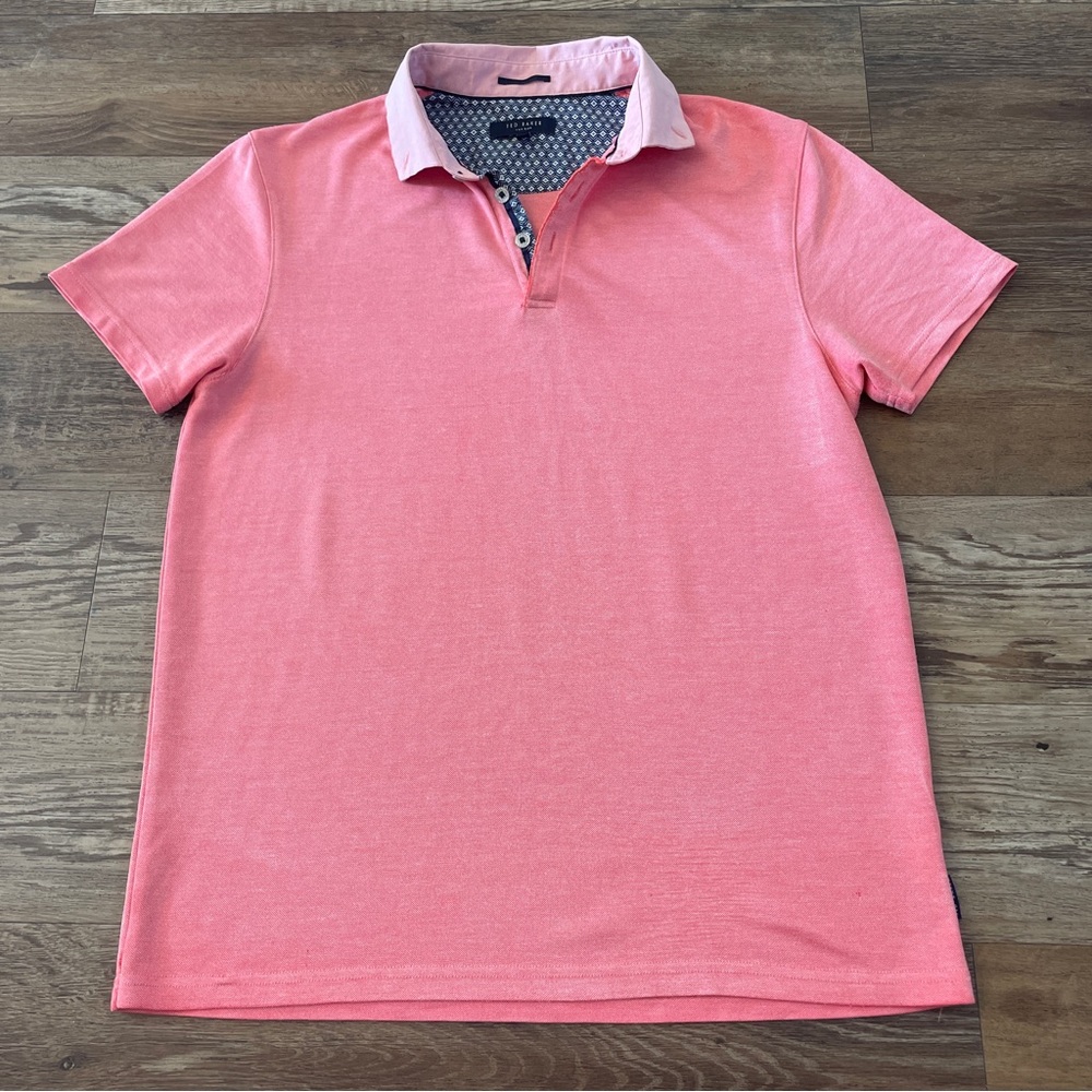 Ted Baker preppy casual salmon polo top size 3, M